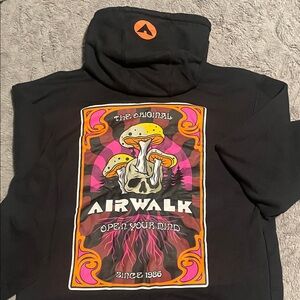 90’s Airwalk Black Hoodie with Psychedelic Graphic Size L